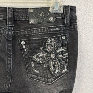 Miss Me Signature Skinny Black Bling Sequin Pockets Womens Distressed Size 29